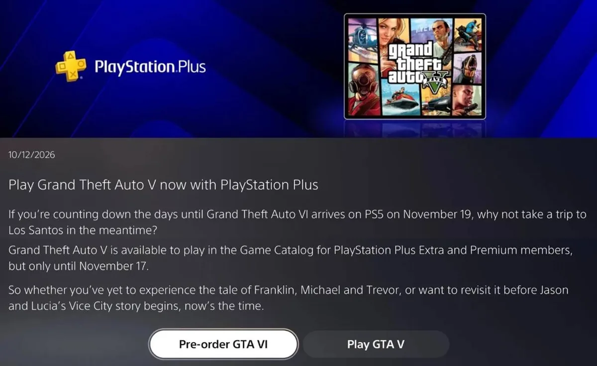 بازی GTA 5 تنها چند روز پیش از عرضه GTA 6 پلی استیشن پلاس را ترک می‌کند | گیمفا