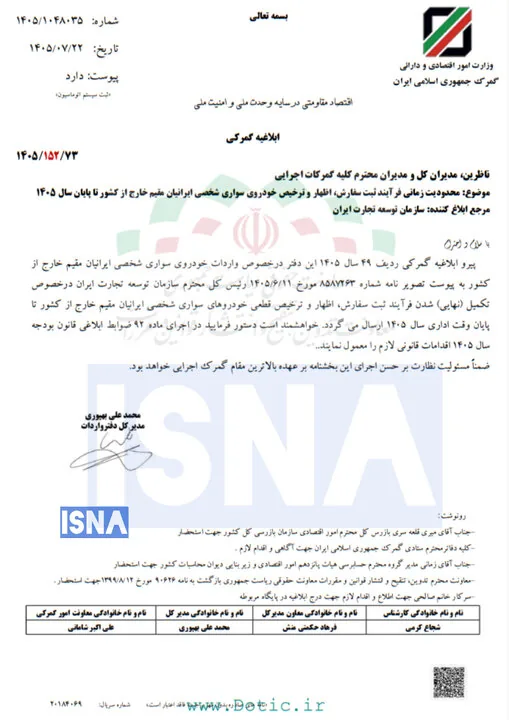 واردات خودرو توسط ایرانیان مقیم خارج از سرگرفته شد