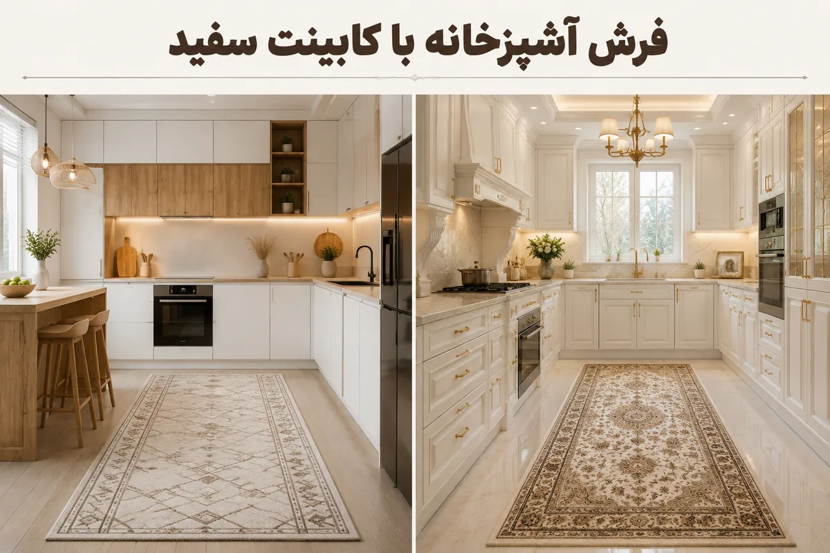 فرش با کابینت سفید
