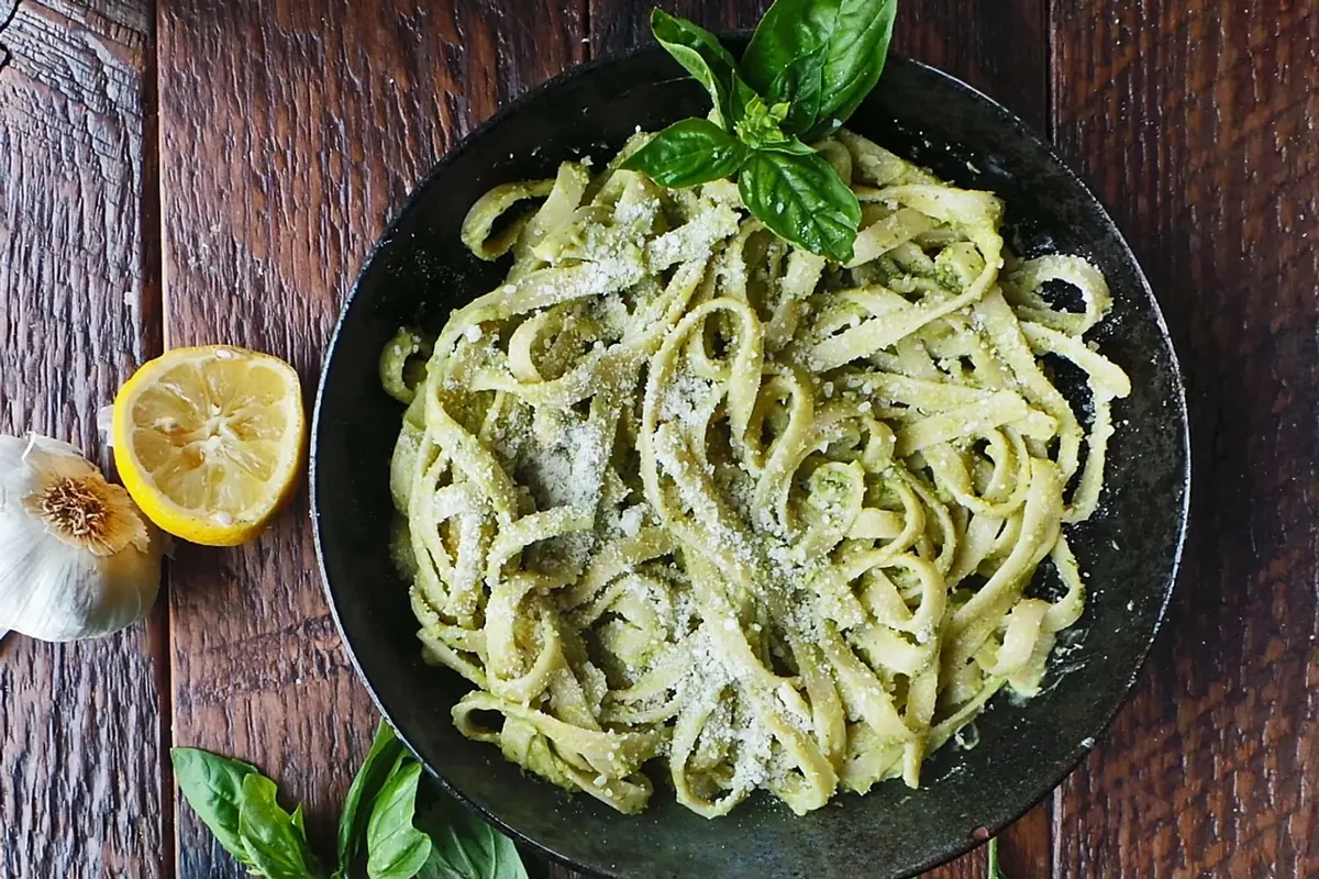 طرز تهیه پاستا با سس پستو؛ غذایی سریع و خوش طعم با عطر ریحان تازه