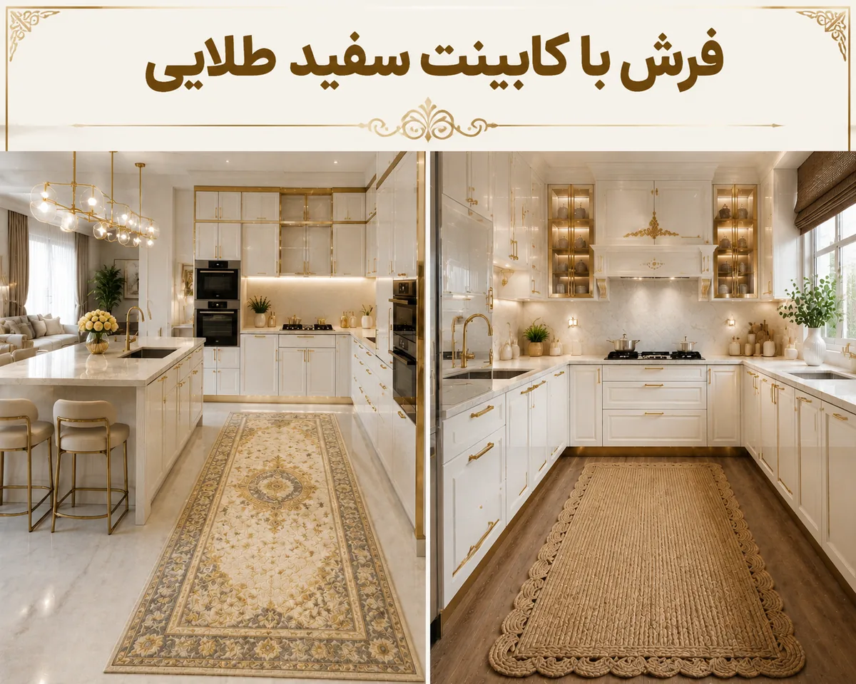 فرش با کابینت سفید