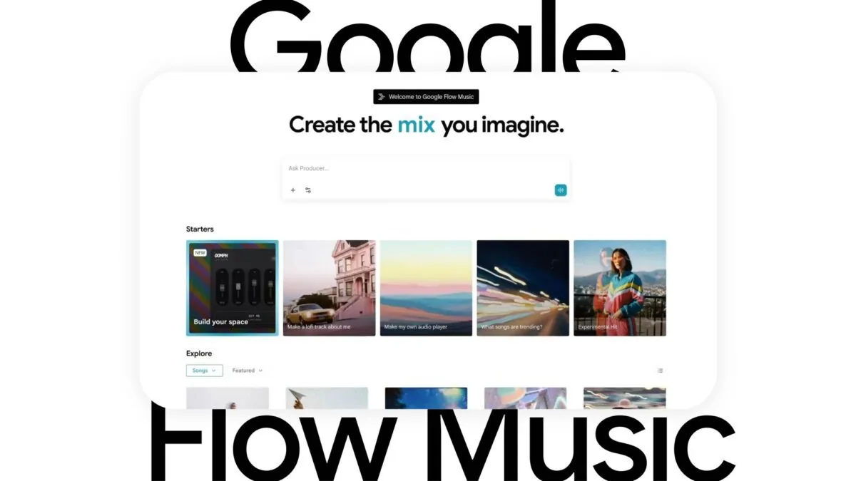 لوگوی Google Lyria 3.5 و رابط کاربری Google Flow Music برای تولید موسیقی با هوش مصنوعی