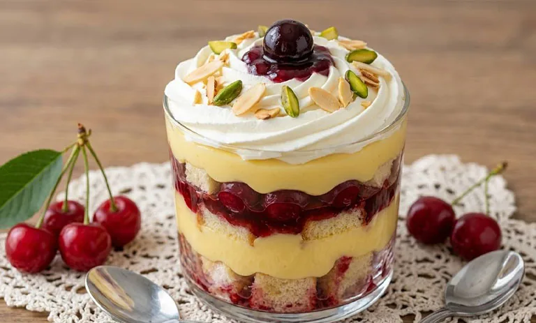 طرز تهیه ترایفل آلبالو؛ دسر لایهای خوشمزه و مجلسی