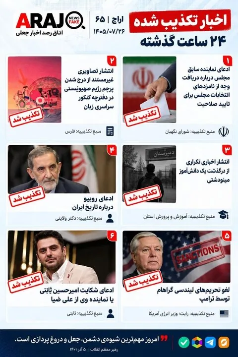 فکت چک؛ اخباری که ۲۶ مهر ۱۴۰۵ تکذیب شدند