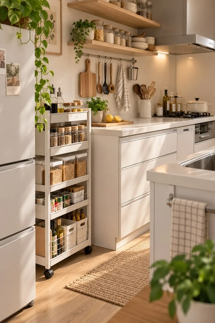 چیدمان آشپزخانه کوچک با کابینت کم