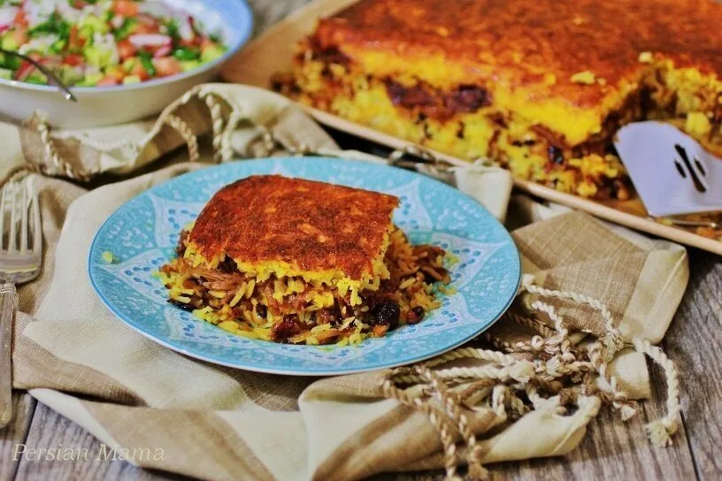 ته چین مرغ شیرازی اصیل و مجلسی؛ چرا ته چین وا می‌رود و شل می‌شود؟ + روش تهیه