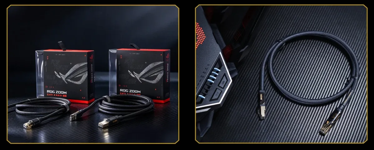 کابل شبکه گیمینگ ROG Zoom ایسوس با پهنای باند ۴۰ گیگابیت‌برثانیه