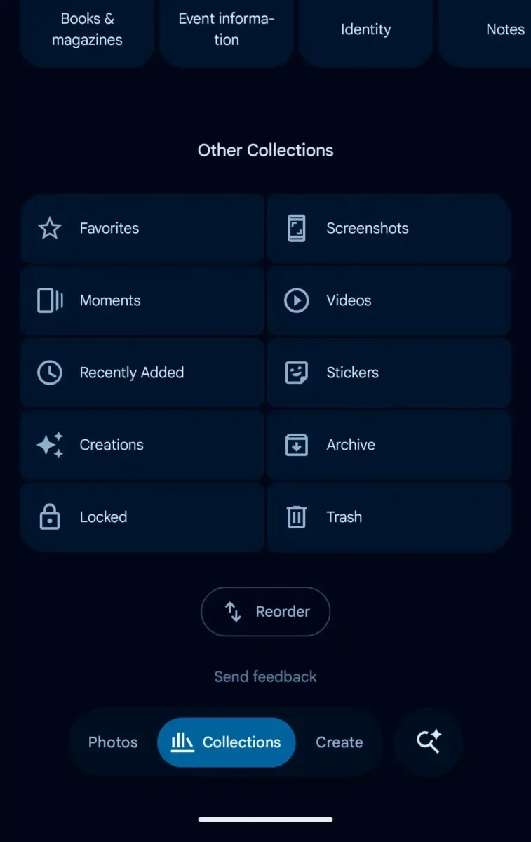 طراحی تب Collections در اپلیکیشن گوگل فوتوز تغییر کرد