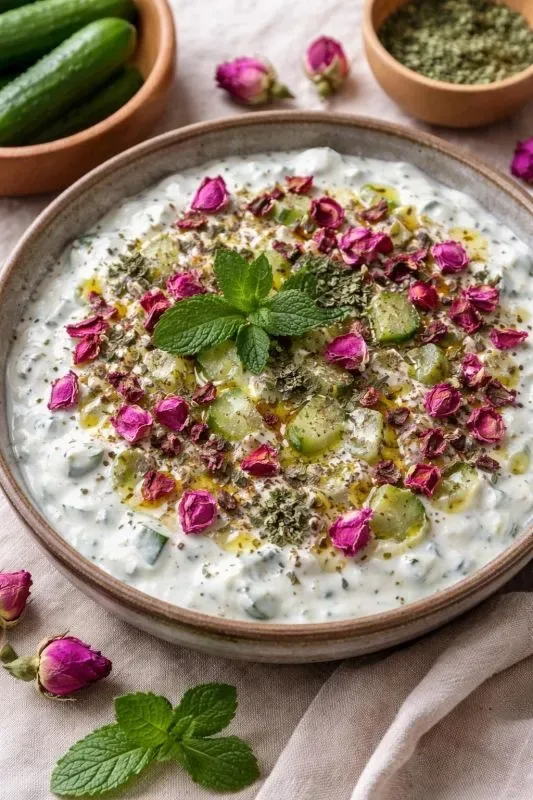 تزیین ماست خیار با هرچی تو خونه دارید