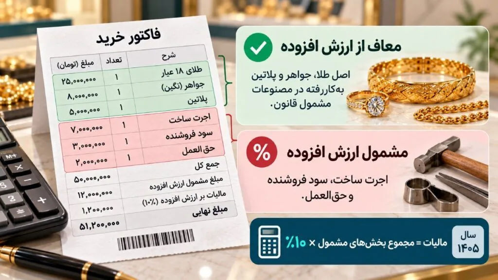 مثالی از محاسبه مالیات بر ارزش افزوده طلا