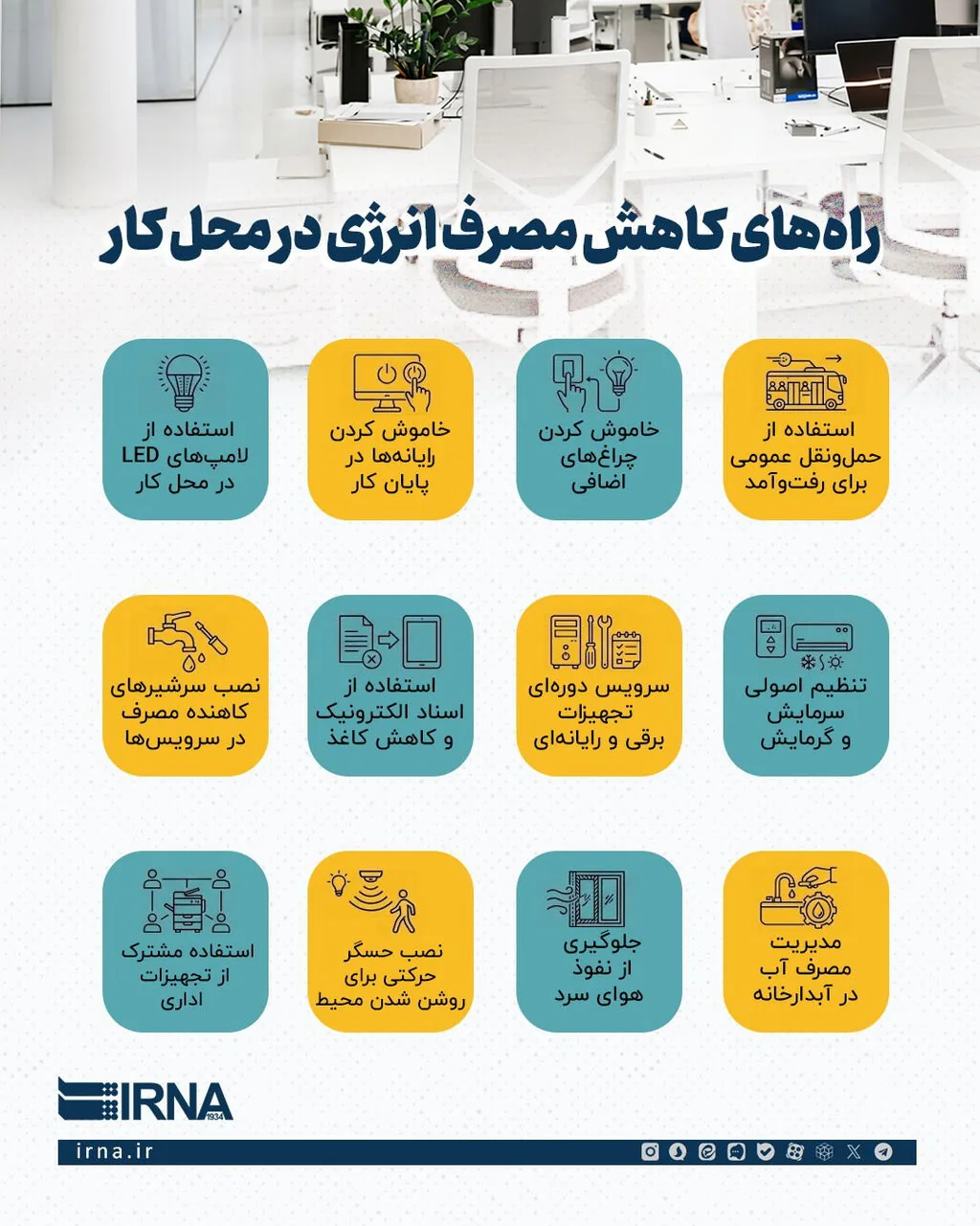 اینفو راه‌‌های کاهش مصرف انرژی در محل کار