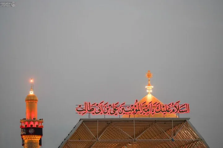 کتیبه پوشی حرم علوی در عزای شهادت حضرت زهرا(س)+ تصاویر