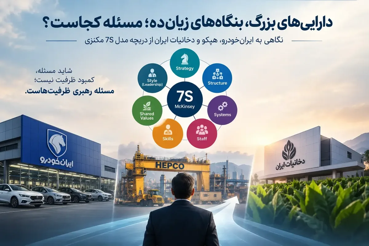 داراییهای بزرگ، سودآوری پایین؛ چرا بنگاههای بزرگ ایران زیانده هستند؟ نگاهی به ایرانخودرو، هپکو و دخانیات از دریچه مدل ۷S مکنزی