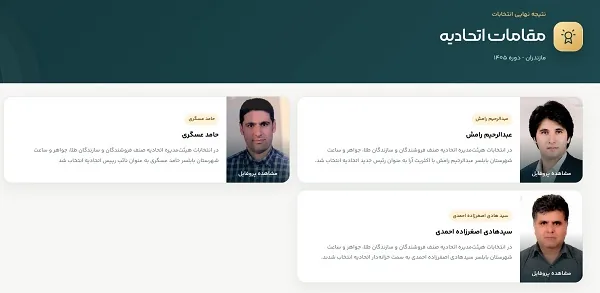 نتایج انتخابات اتحادیه طلا بابلسر