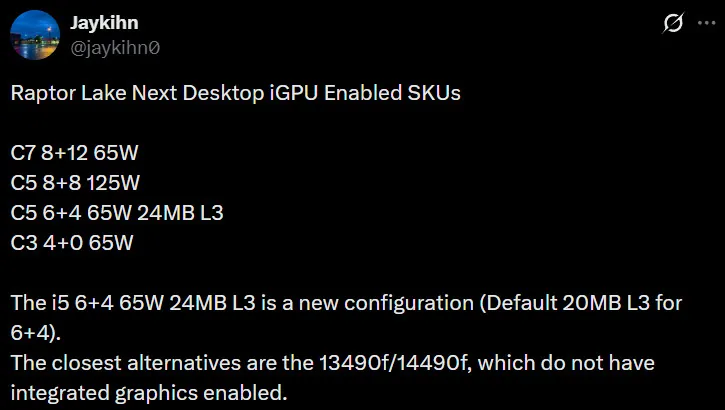 پردازنده Raptor Lake Next اینتل