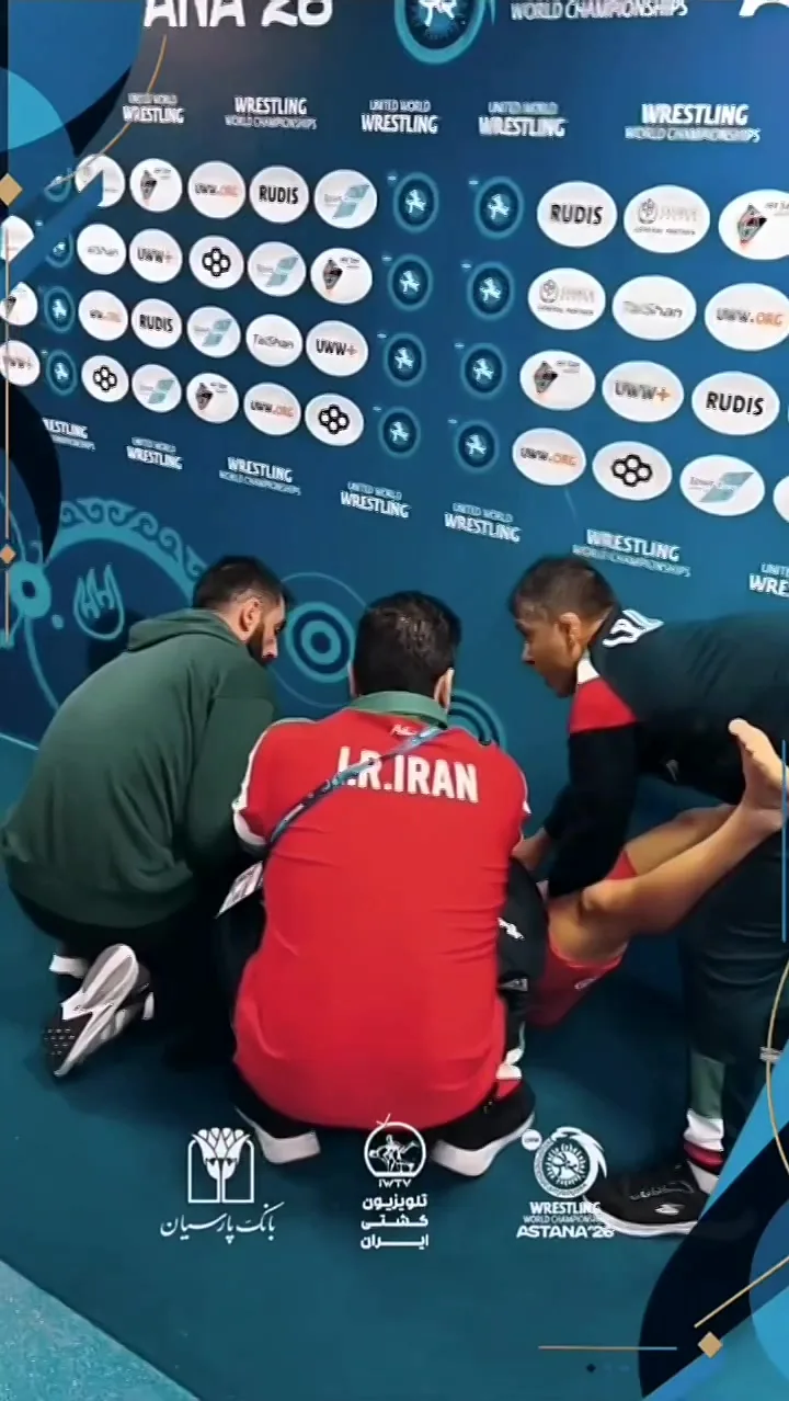 کمک کادر تیم ملی کشتی ایران به کشتیگیر گرجستانی در لحظات سخت + فیلم