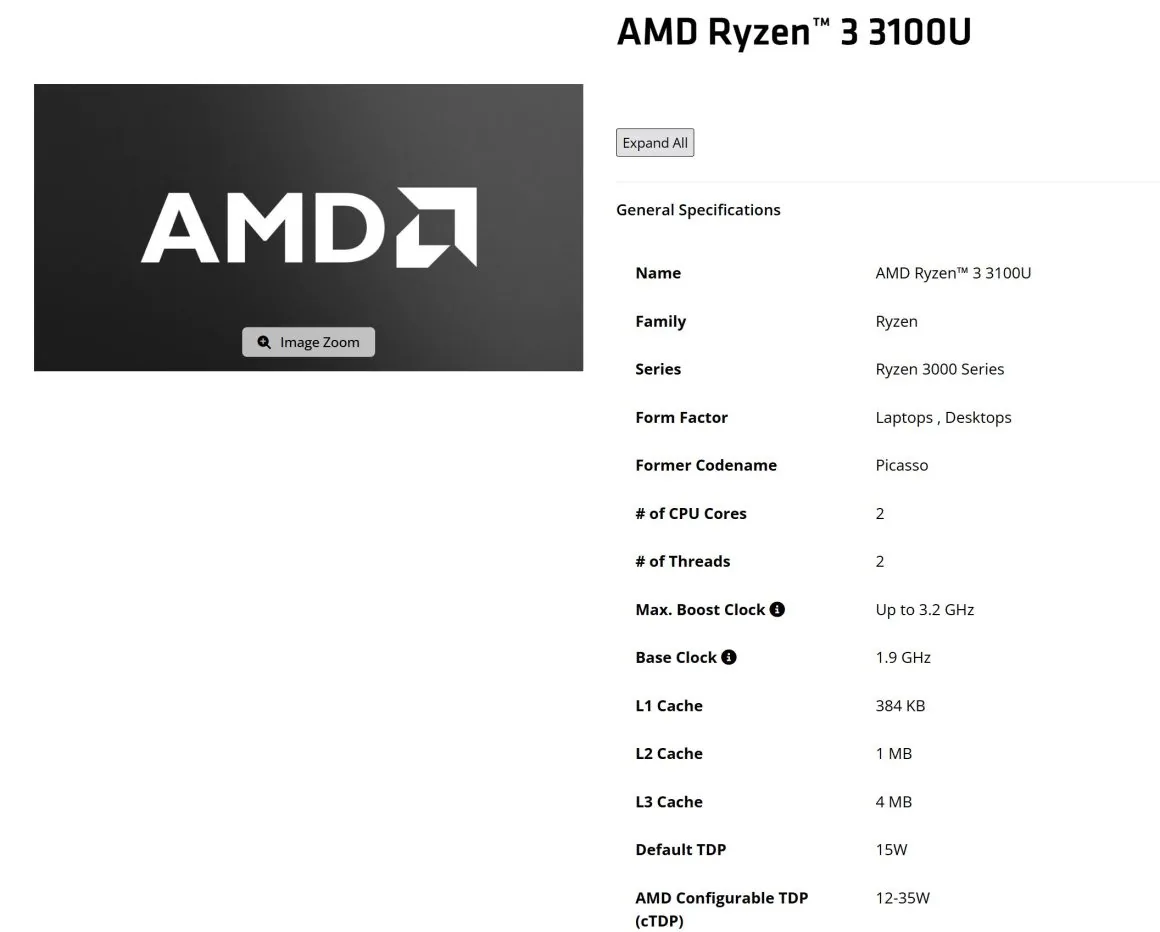 پردازنده‌ AMD Ryzen 3 3100U و Ryzen 5 3501U
