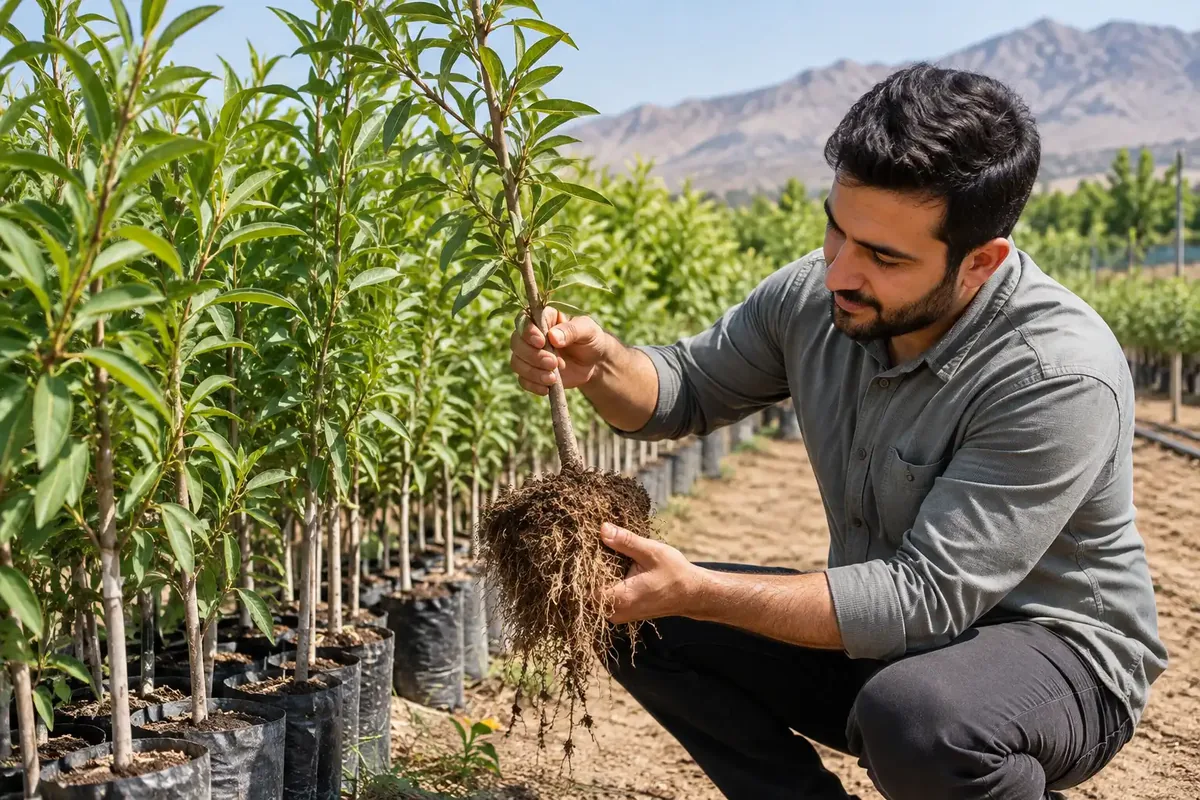 بررسی سلامت و کیفیت نهال‌های جوان بادام در نهالستان