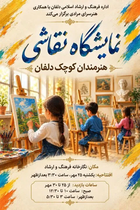 نمایشگاه نقاشی هنرمندان کودک دلفان از ۲۵ مهرماه برپا می‌شود
