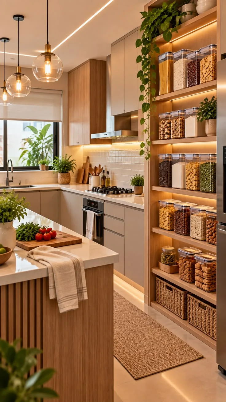 چیدمان آشپزخانه کوچک با کابینت کم