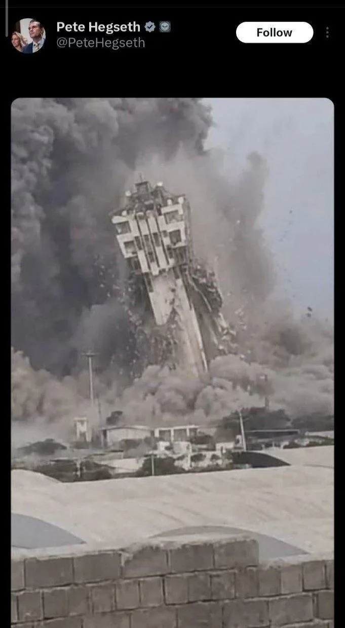 US Secretary of War Pete Hegsett retweeted the fall of the Chabahar naval watchtower on his Twitter.