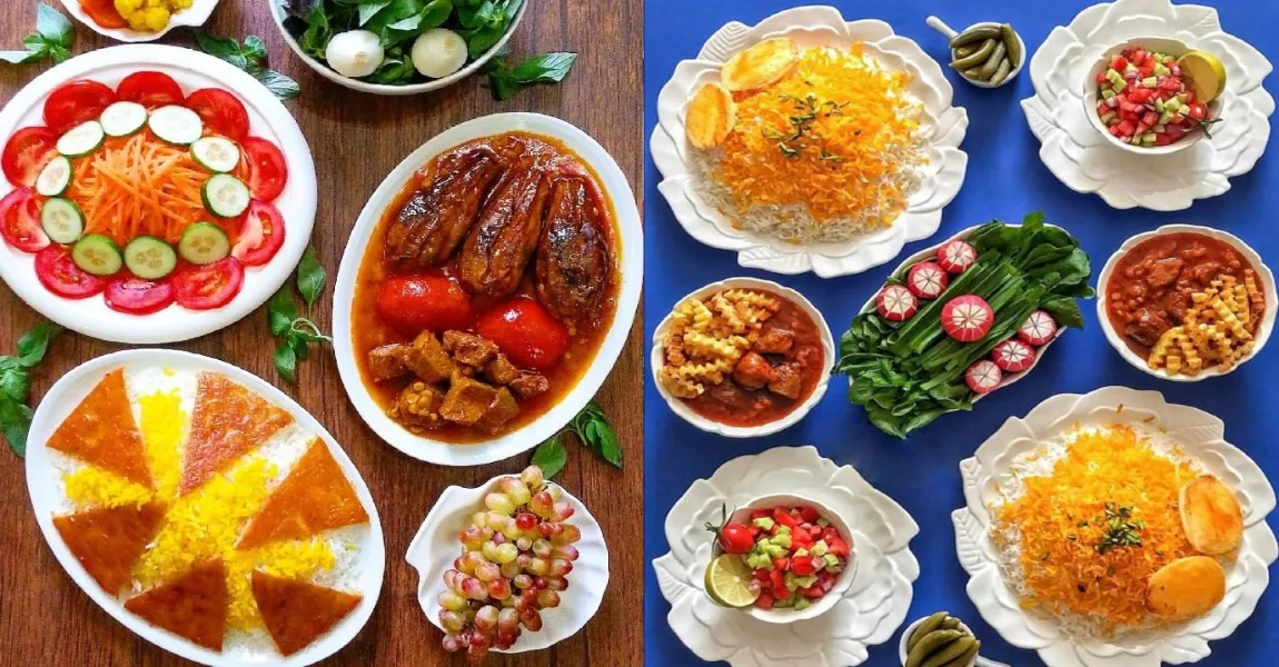 دیزاین میز غذا ایرانی و چیدمان شیک سفره با تزیینات جذاب از دل اینستاگرام و پینترست