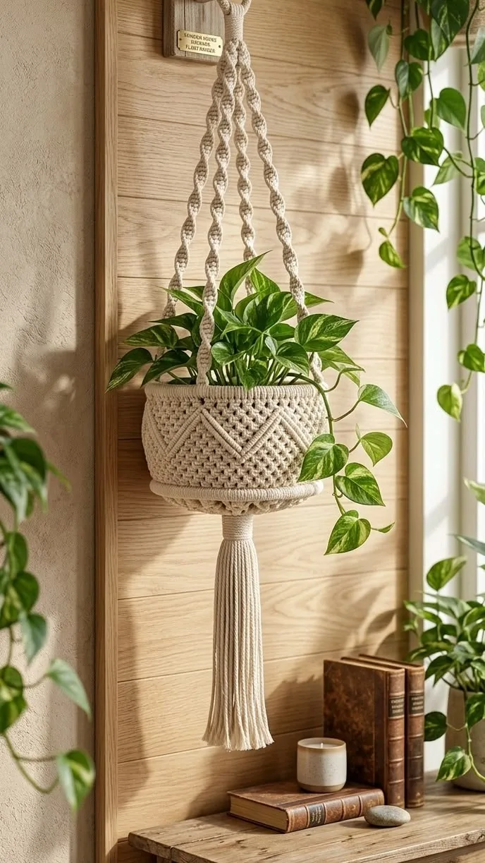 گلدان بافتنی آویزی