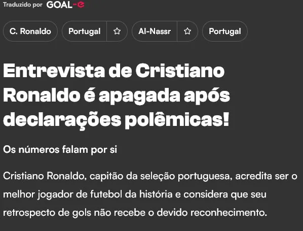 حذف مصاحبه جنجالی رونالدو از CNN؛ CR7: بهترین بازیکن تاریخ هستم و بس!