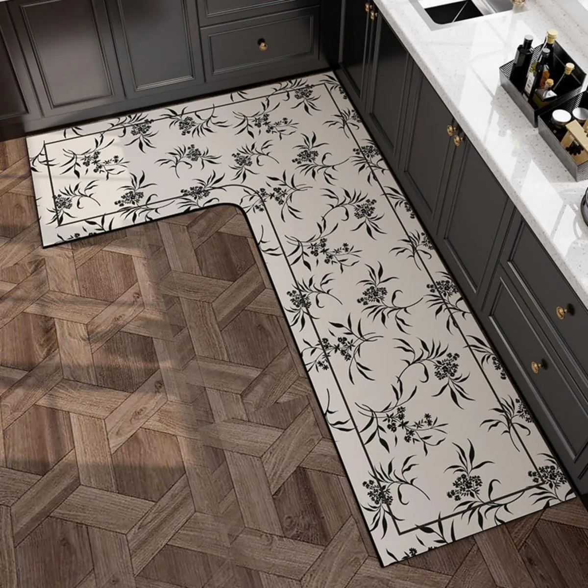فرش مناسب کابینت طوسی