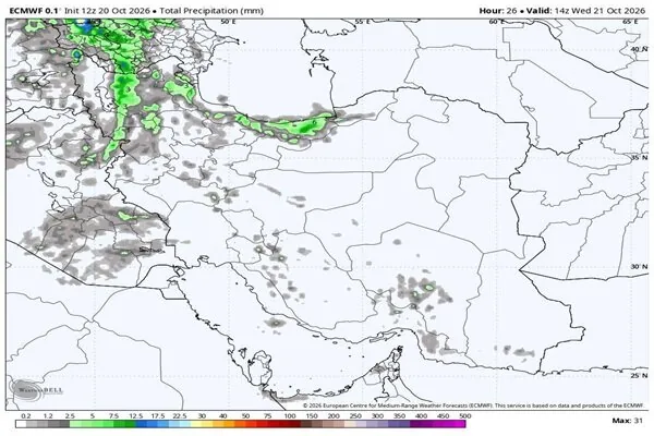 احتمال بارش باران و رعد و برق در چهارمحال و بختیاری