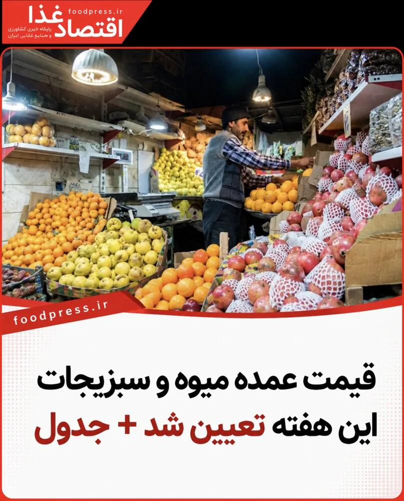 قیمت عمده میوه و سبزیجات این هفته تعیین شد+ جدول