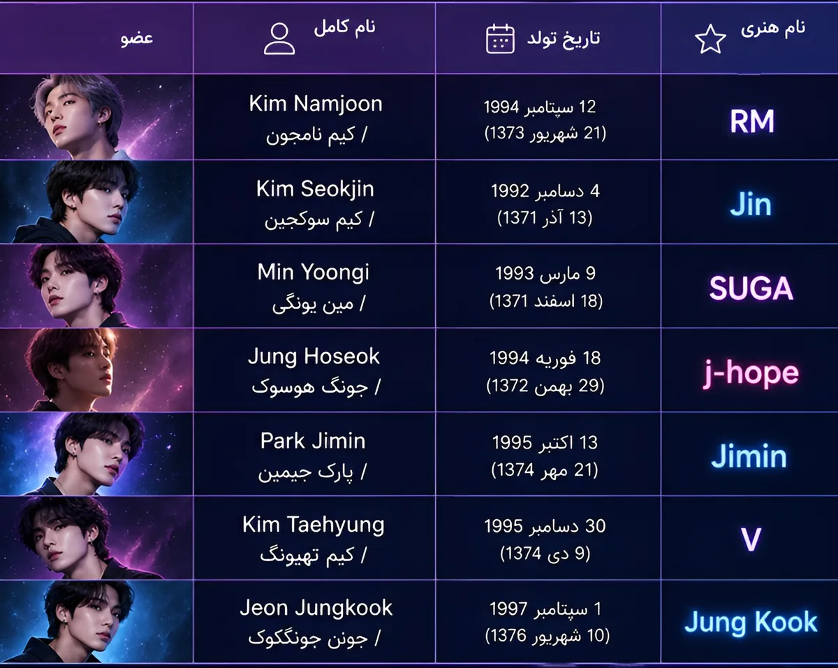 اعضا بی تی اس